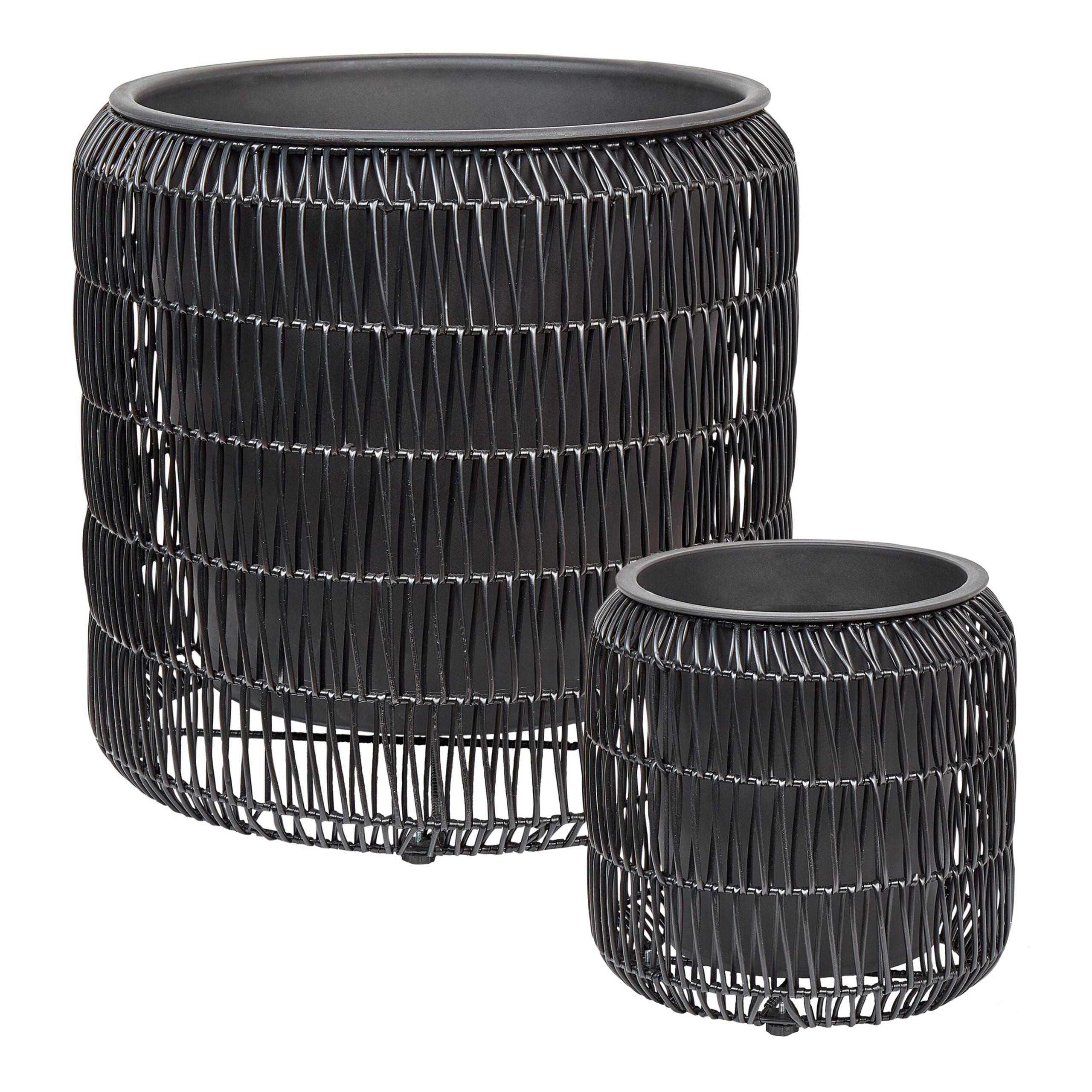 Set med 2 växtkrukor BRODIEA 26/45 cm Konstrotting Svart