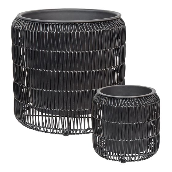 Set med 2 växtkrukor BRODIEA 26/45 cm Konstrotting Svart