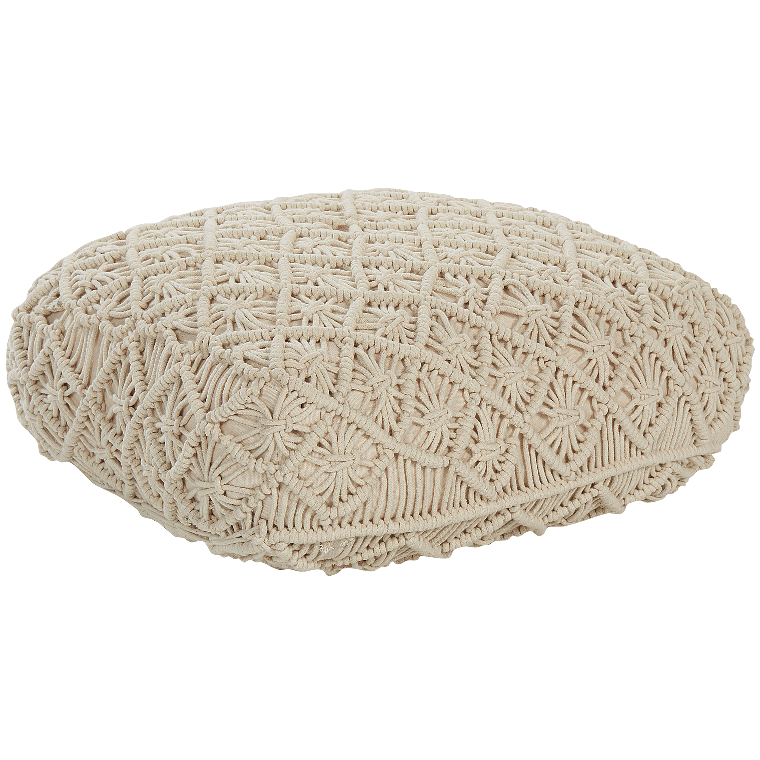 Sittpuff Makramé BERRECHID Bomull Beige