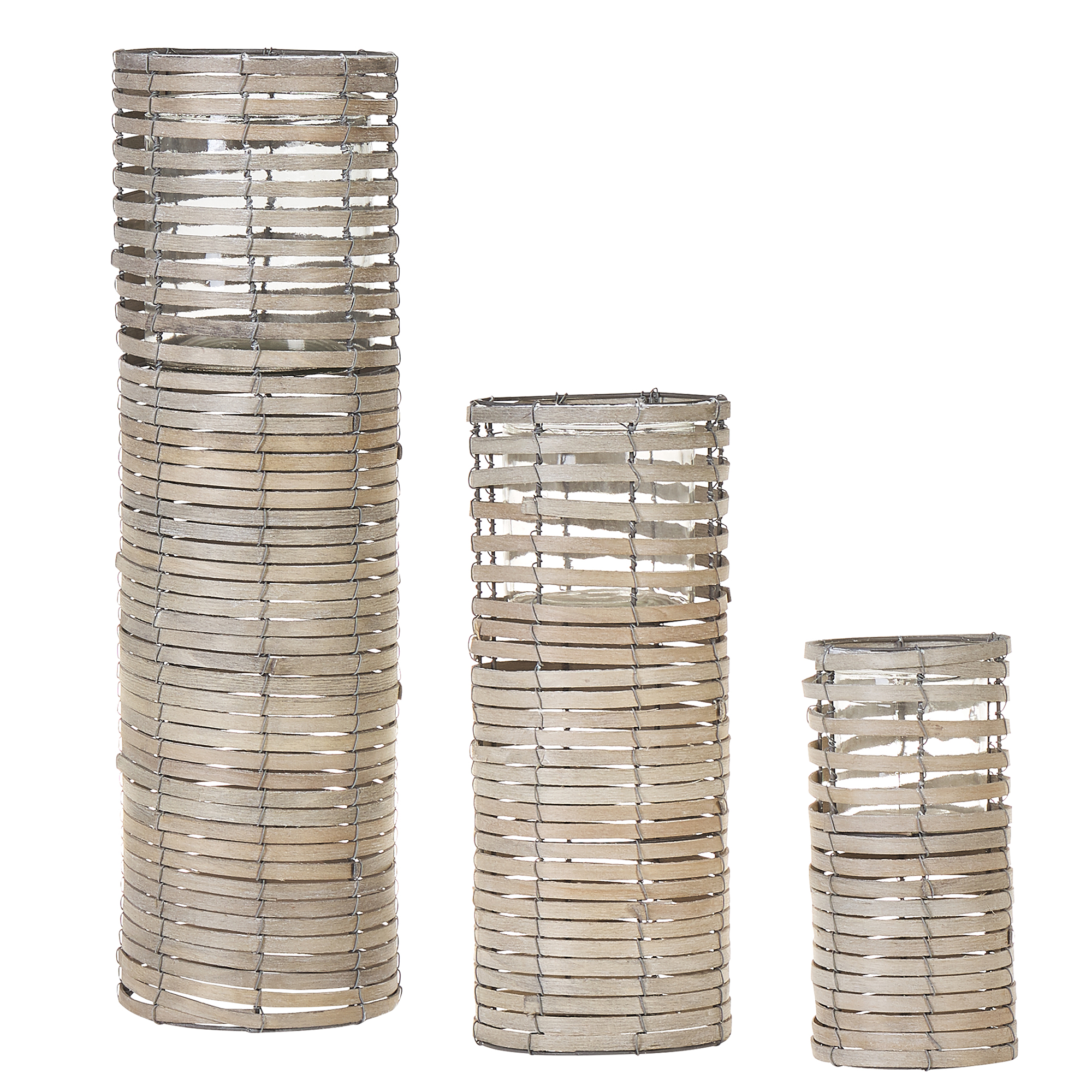 Set med 3 ljusstakar ROVARE 60/39/25 cm Poppelträ Grå
