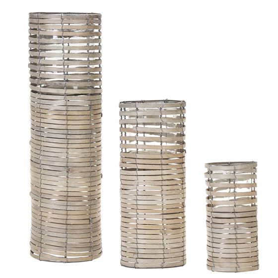 Set med 3 ljusstakar ROVARE 60/39/25 cm Poppelträ Grå