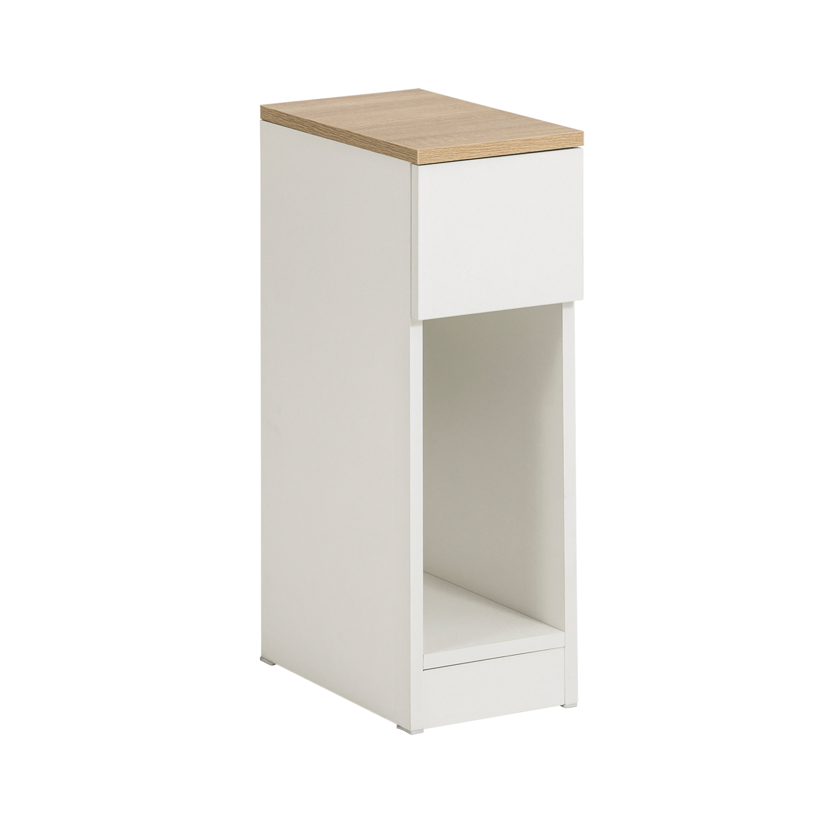 SoBuy Smalt Sängbord, Nattduksbord med Låda och Hylla, Smal Sidobord för Sovrum och Vardagsrum, Vit W20 × D35 × H60cm FBT111-WN