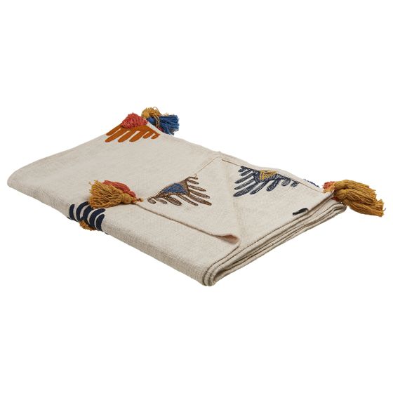Pläd MUNGER Bomull 130 x 180 cm Beige