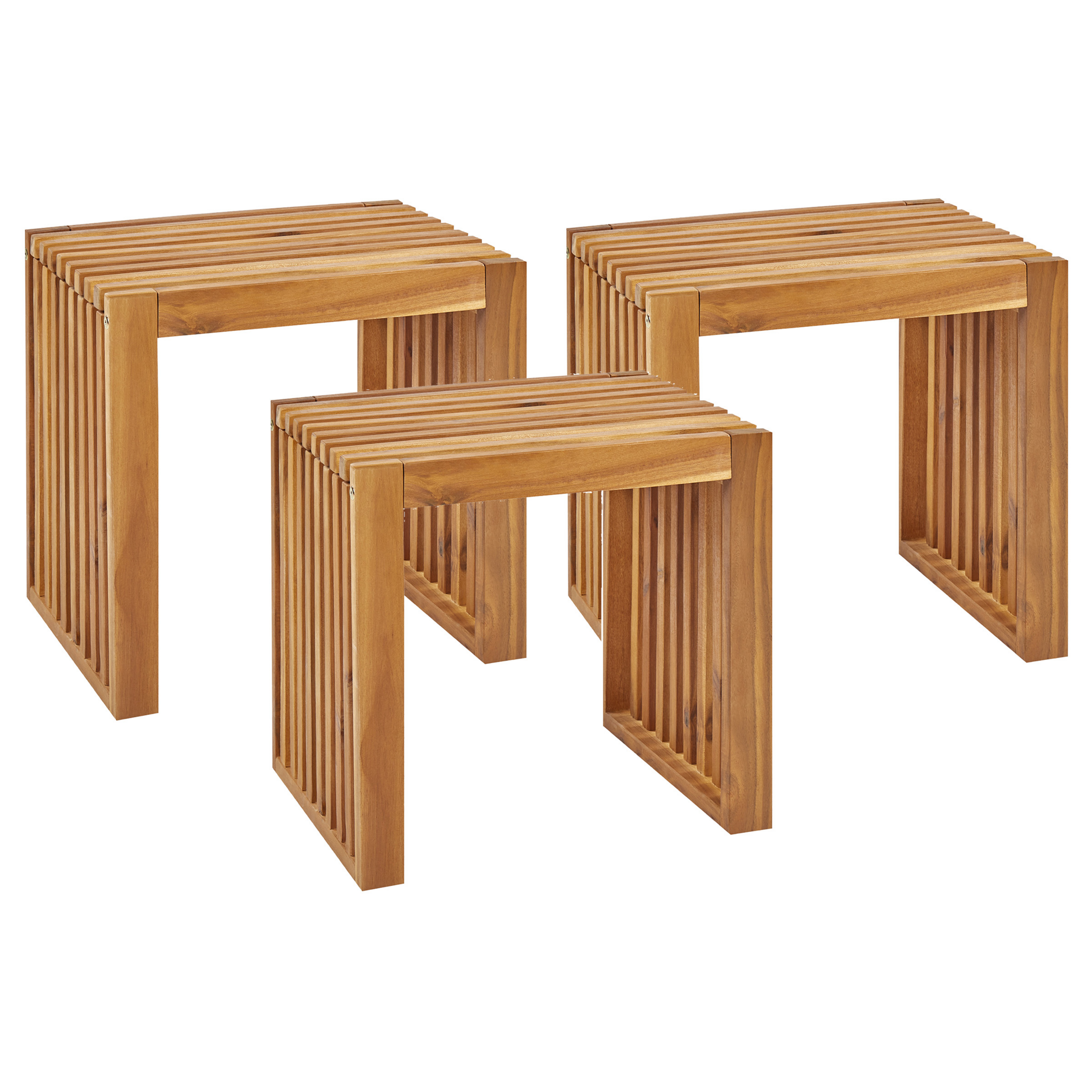 Set med 3 trädgårdspallar BELLANO Akaciaträ Brun