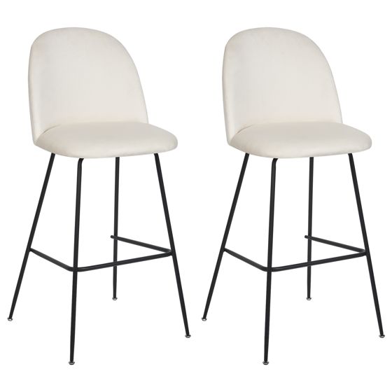 Set med 2 barstolar ARCOLA Sammet Off-White