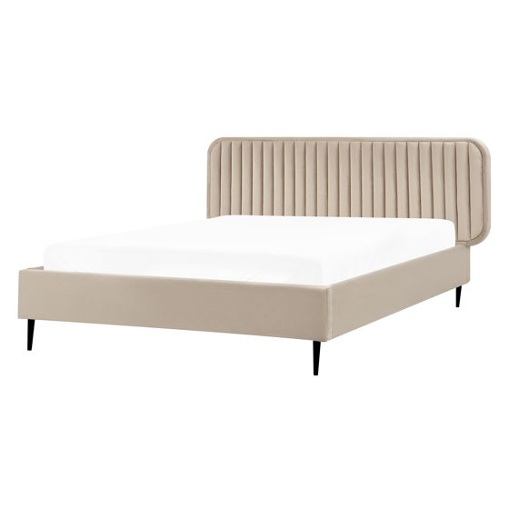 Säng med lamellram Sammet BRIN 140 x 200 cm Taupe