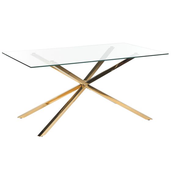 Matbord CORA Guld 160 cm 90 cm Härdat glas
