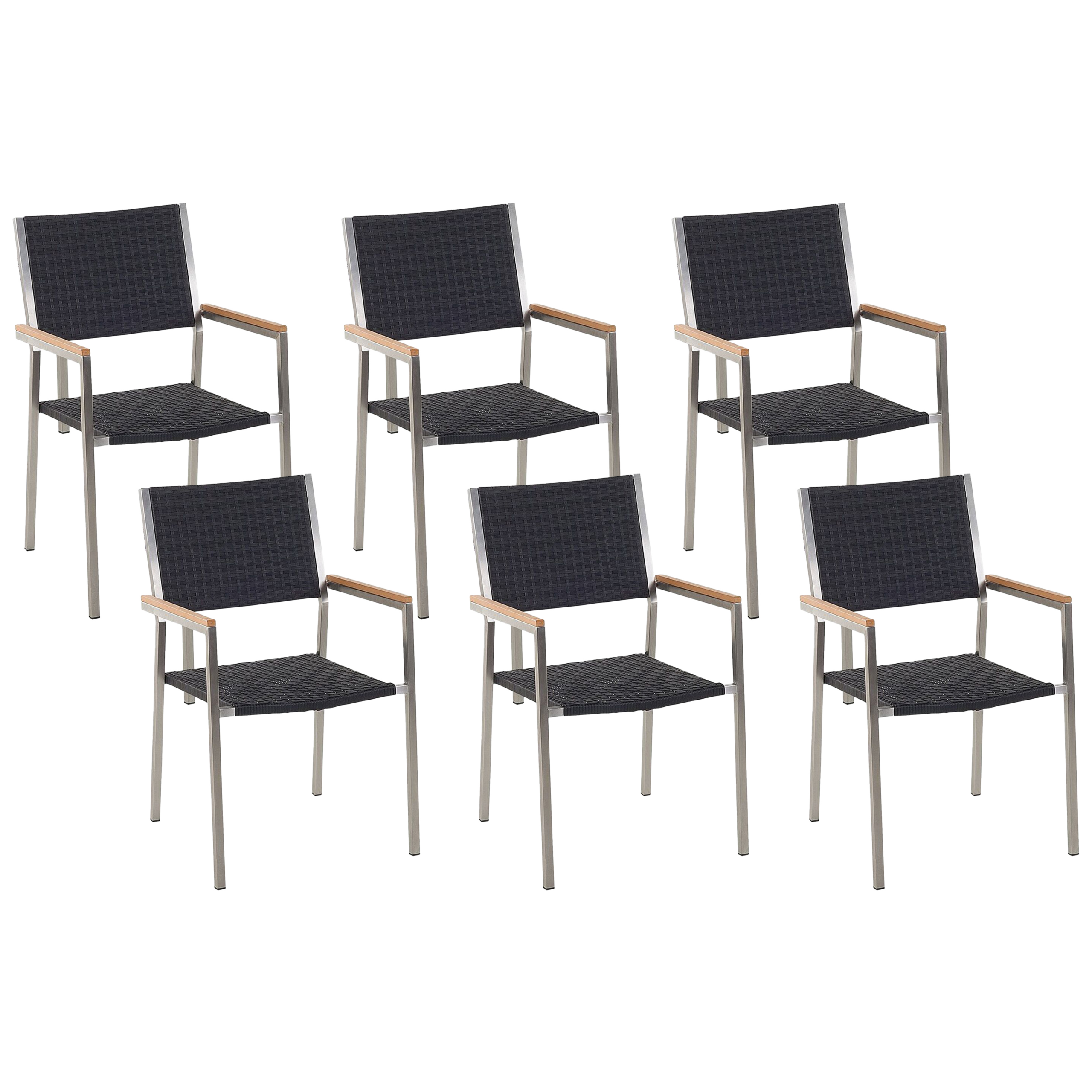Set med 6 trädgårdsstolar GROSSETO Konstrotting Svart