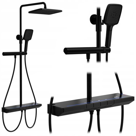 REA Duschset PEDRO Svart, 50x48,5x102cm