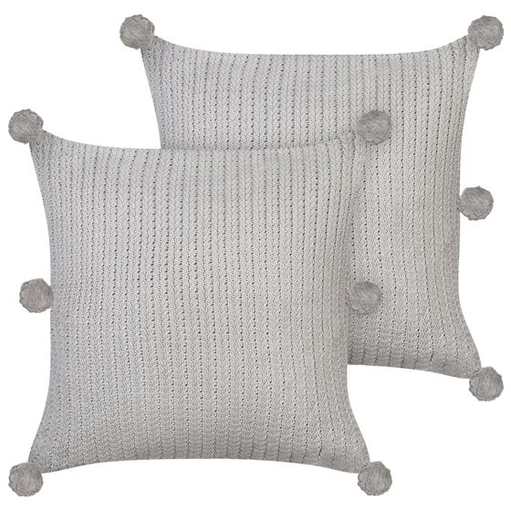 Set med 2 prydnadskuddar OCOTEA 45 x 45 cm Bomull Grå Monokromt