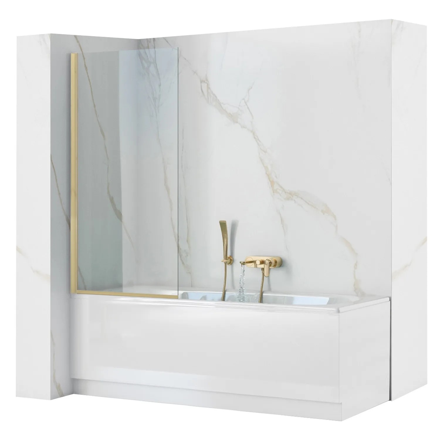 REA Badkarsskärm ELEGANT 80 Borstat Guld, 1,8x81x140cm