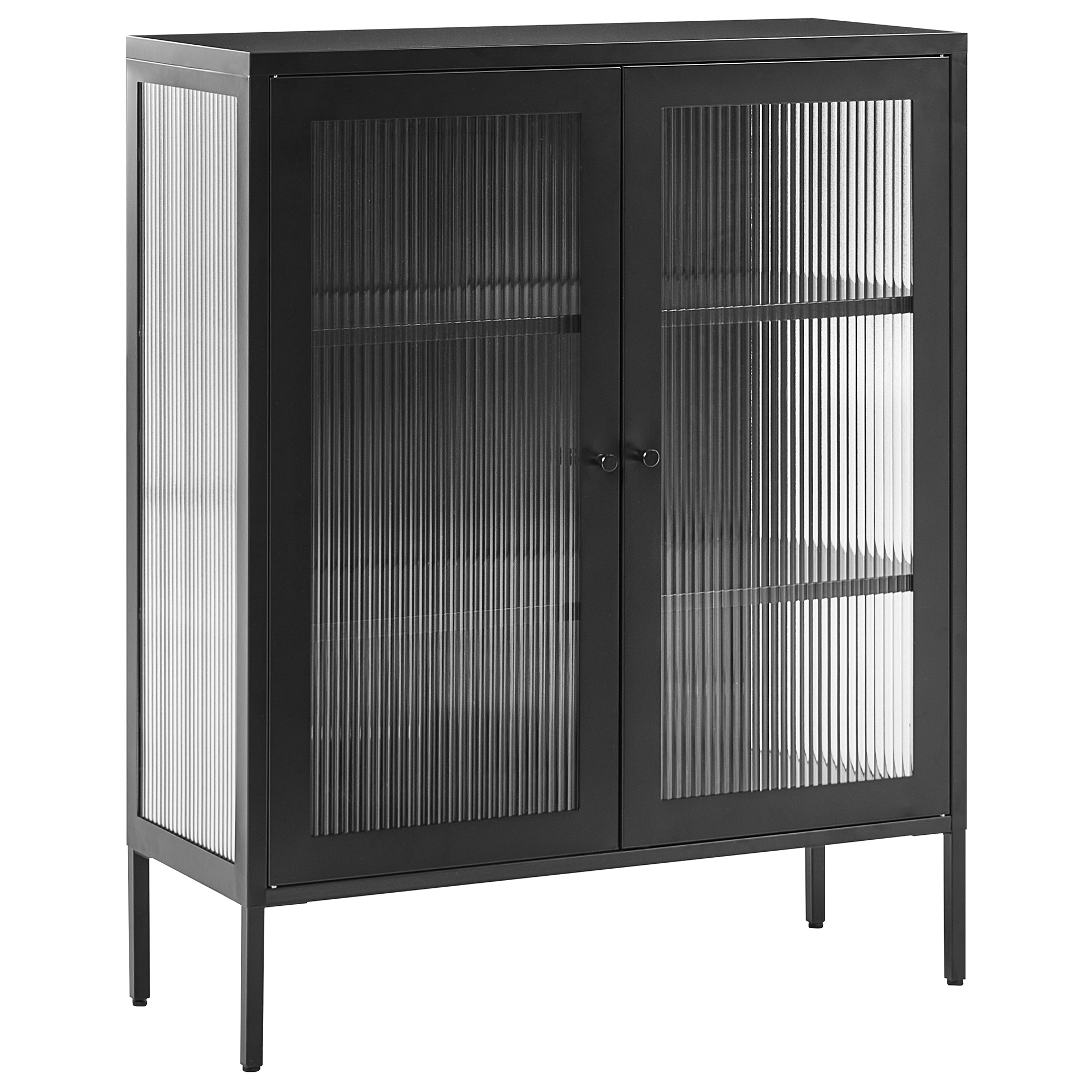 Vitrinskänk i glas LERRYN 90 cm Metall Svart