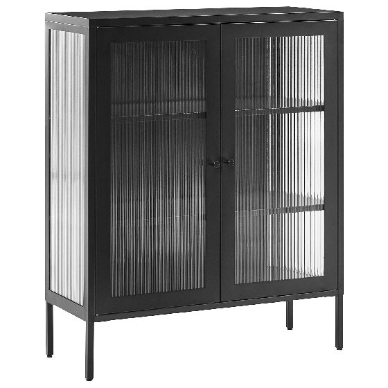 Vitrinskänk i glas LERRYN 90 cm Metall Svart