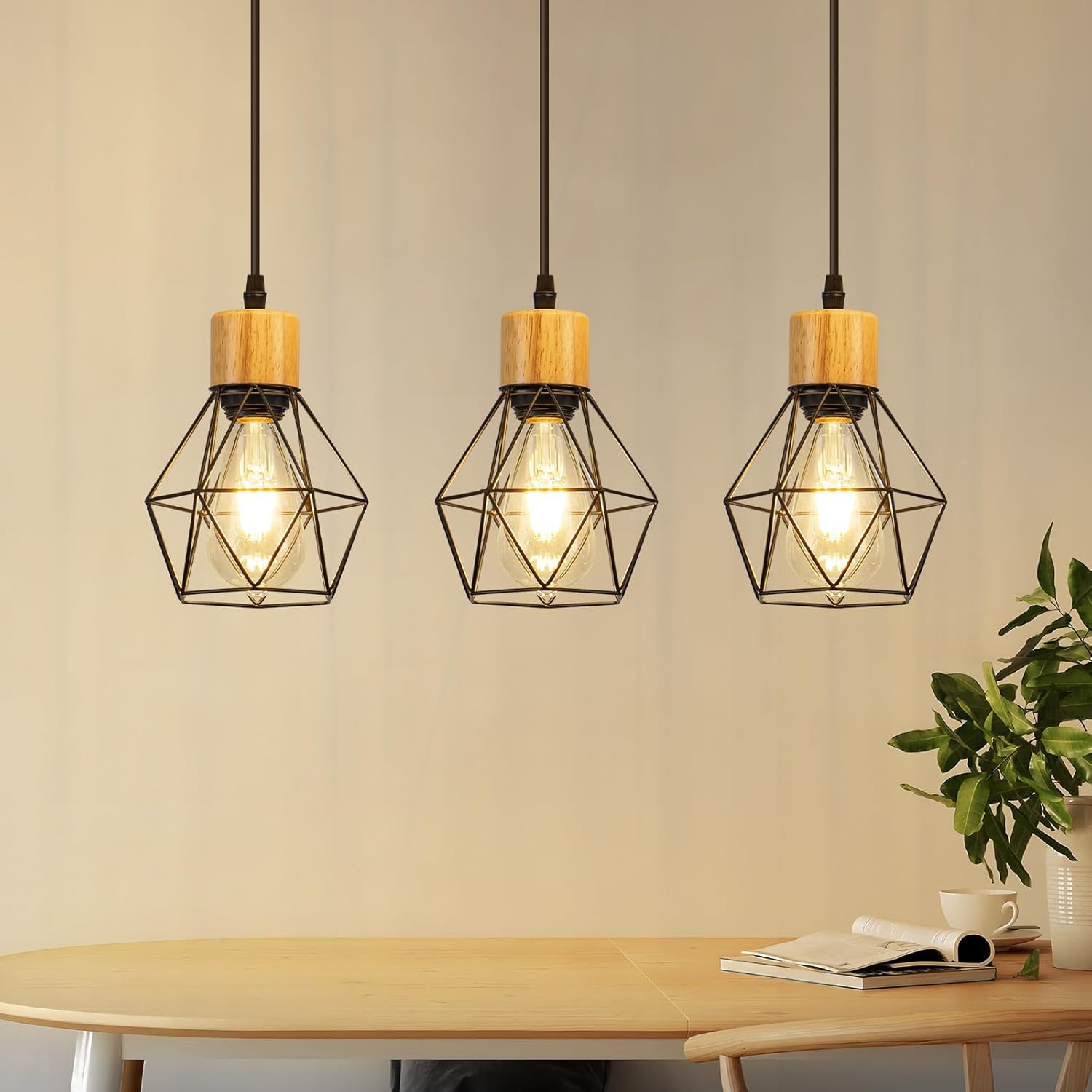 NETTLIFE vintage pendellampa, e27, hängande metallpelare svart, för kök, matsal, vardagsrum