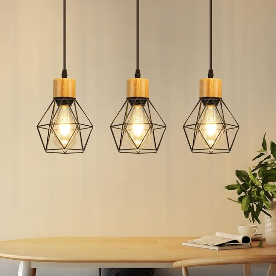 NETTLIFE vintage pendellampa, e27, hängande metallpelare svart, för kök, matsal, vardagsrum