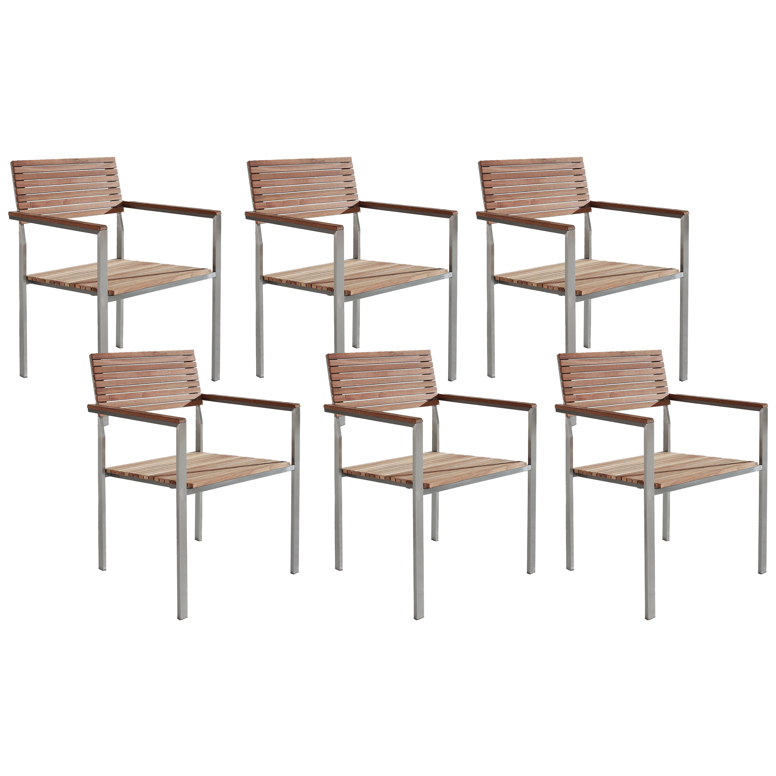 Set med 6 trädgårdsstolar VIAREGGIO Teakträ Brun
