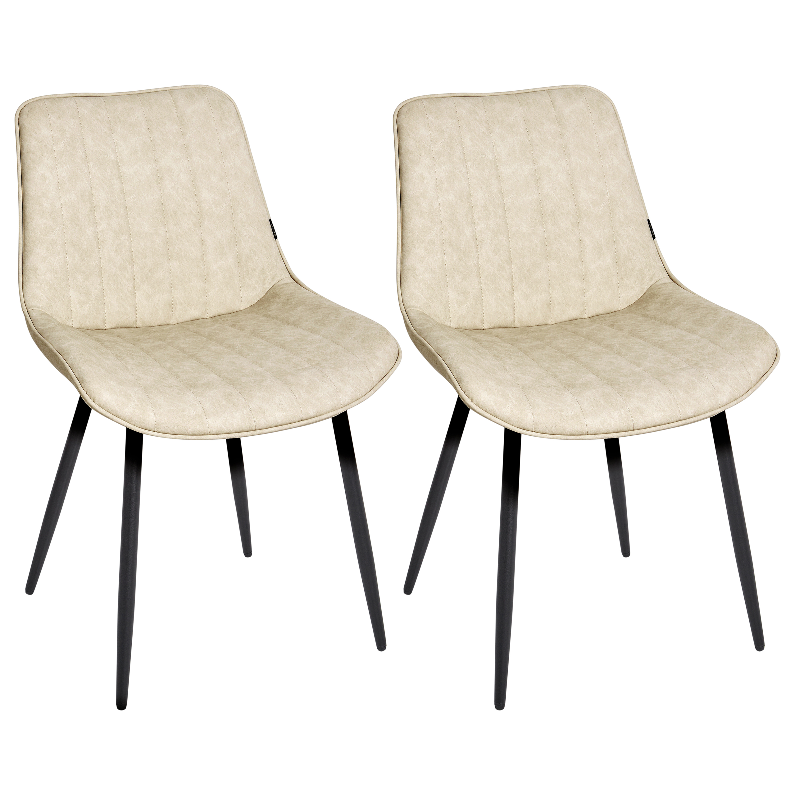 Set med 2 matstolar DUBROVNIK Konstläder Ljusbeige