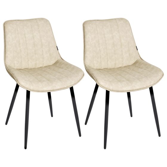 Set med 2 matstolar DUBROVNIK Konstläder Ljusbeige