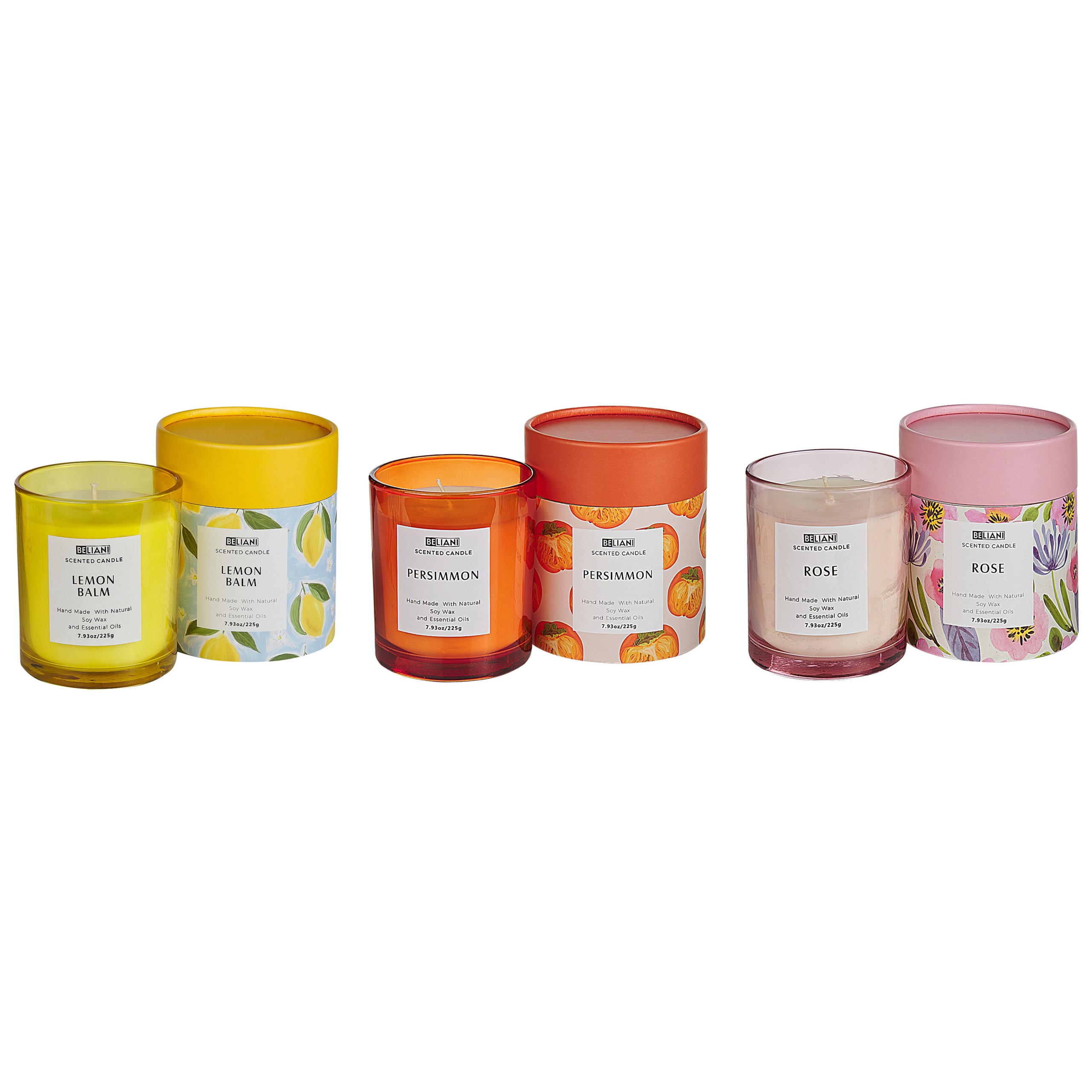 Doftljus 3-pack COLORFUL BARREL Sojavax Orientaliska doftnoter Örtiga doftnoter Blommiga doftnoter