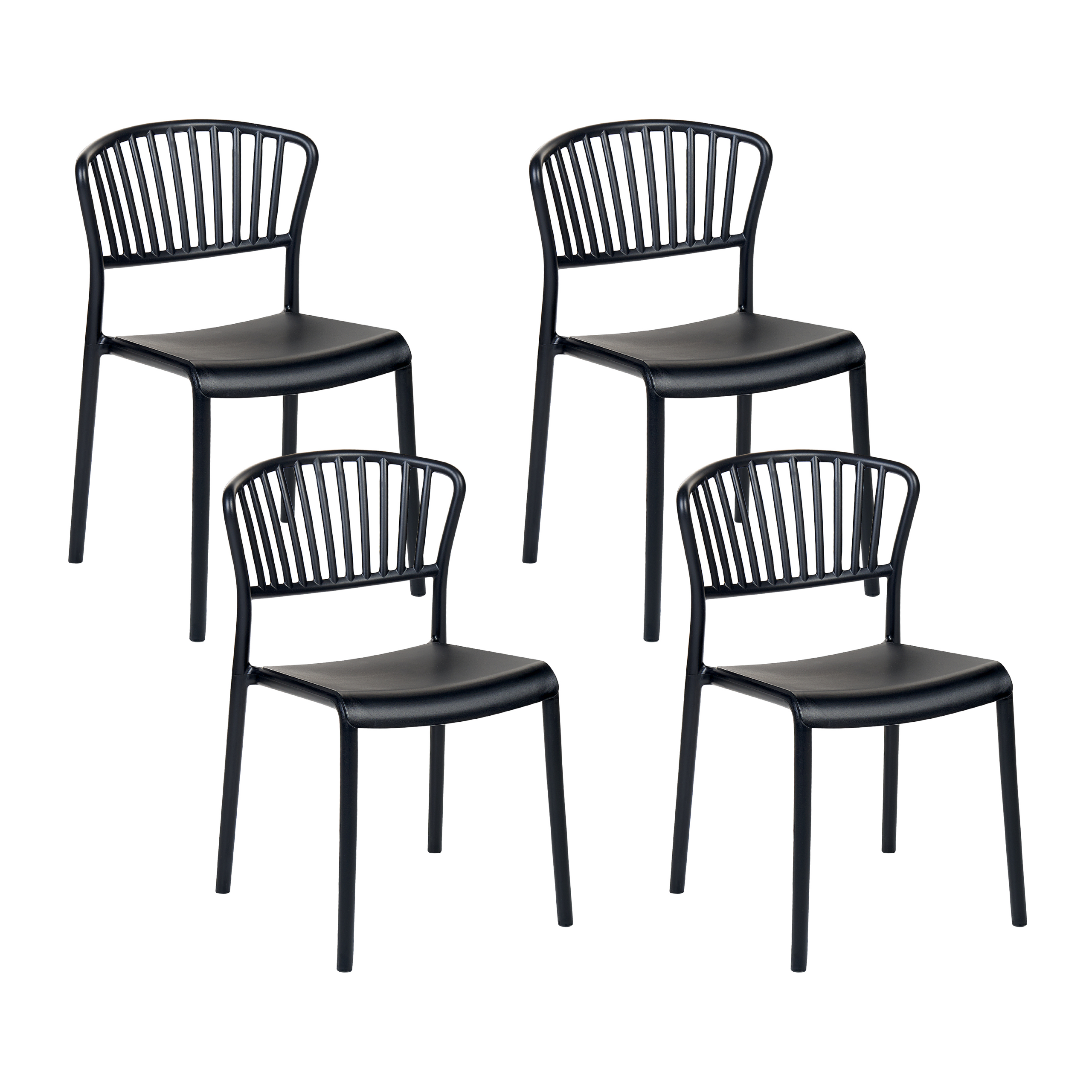 Set med 4 trädgårdsstolar GELA Svart