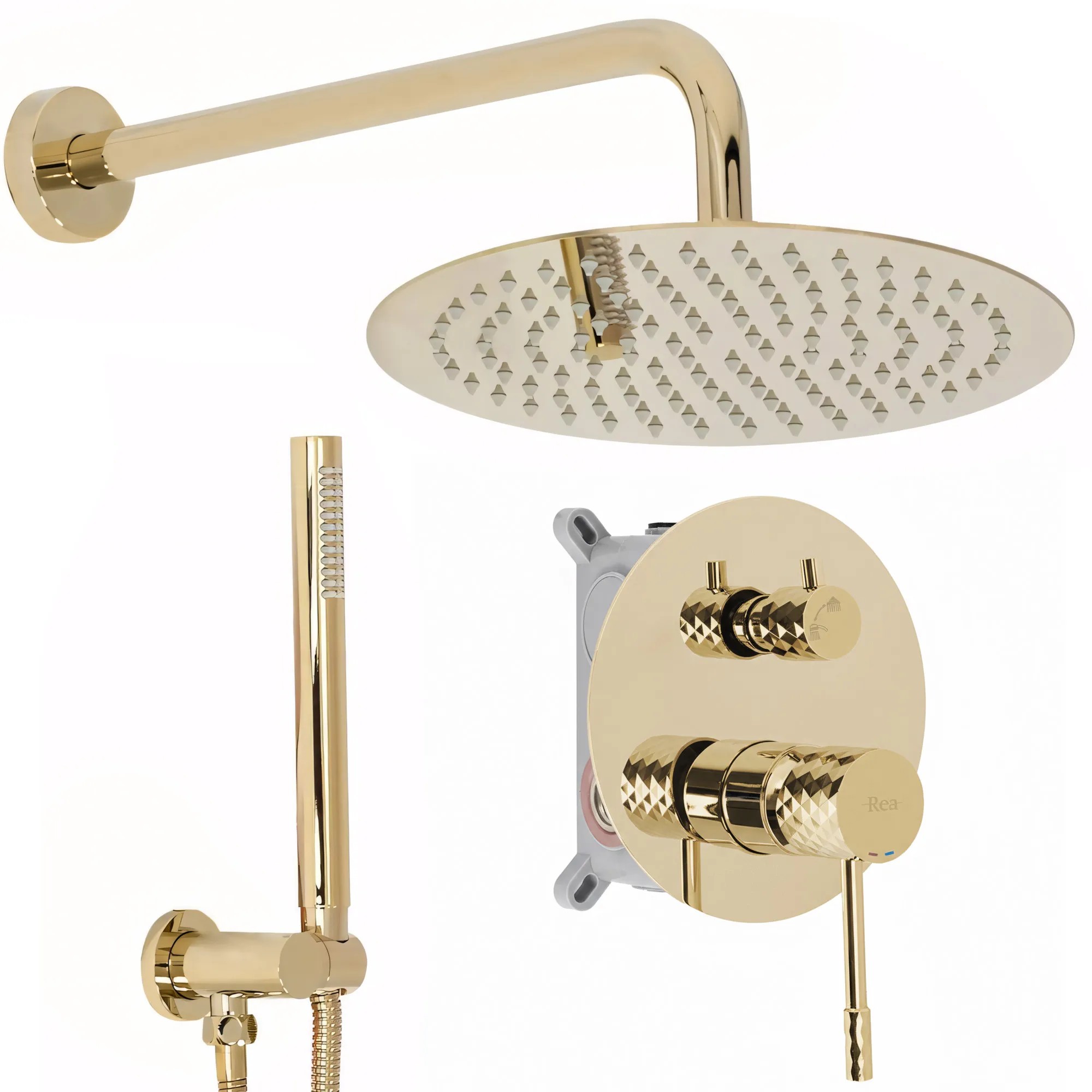 REA Inbyggt Duschset Lungo Guld, 25x36x16cm
