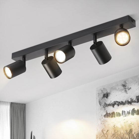 NETTLIFE svarta LED-takspotlights GU10 350° vridbara moderna för hall, vardagsrum, sovrum, utan lampa