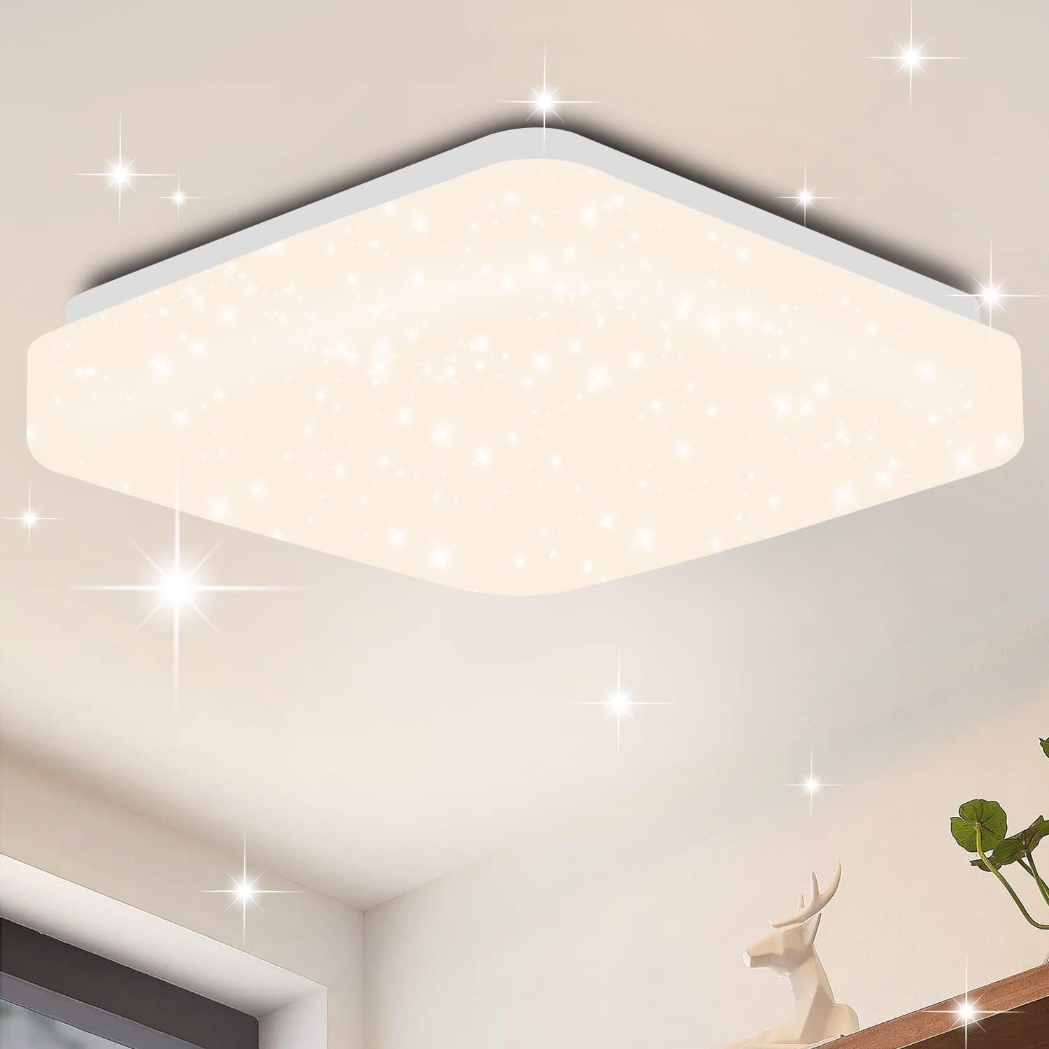 NETTLIFE LED-taklampa, för sovrum 21 cm stjärnhimmelslampa, 15 W, fyrkantig form Kök, neutralvit