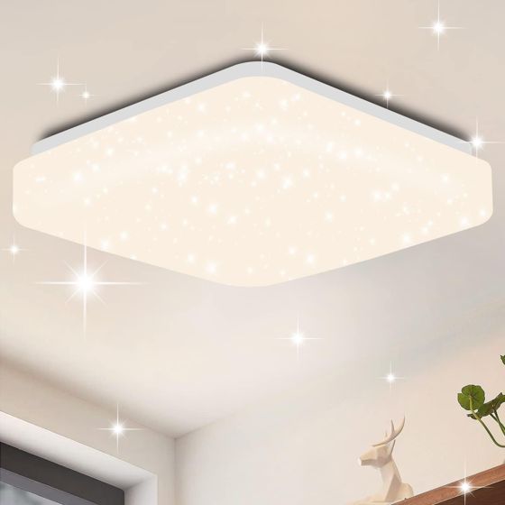 NETTLIFE LED-taklampa, för sovrum 21 cm stjärnhimmelslampa, 15 W, fyrkantig form Kök, neutralvit