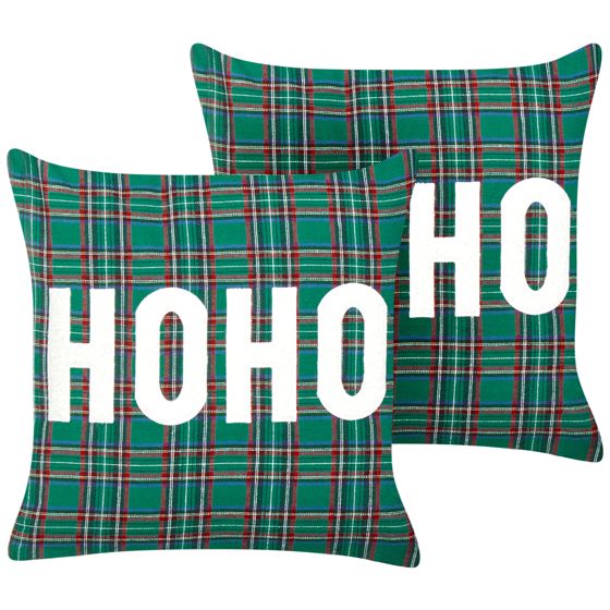 Set med 2 prydnadskuddar JOYCANDY 45 x 45 cm Grön Julmotiv