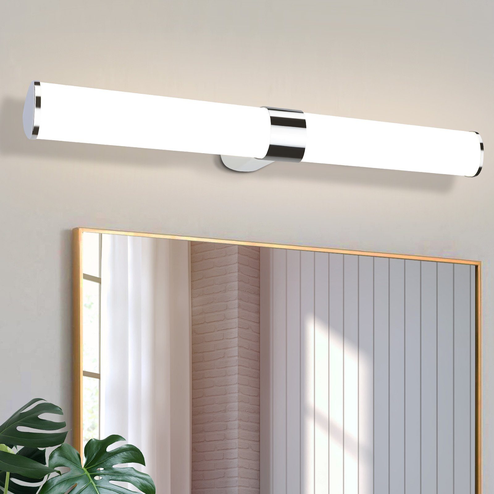 NETTLIFE LED - spegelvägglampa, 15W, 60CM Krom Vattentät, IP44 Neutralvit, 4000K, modern