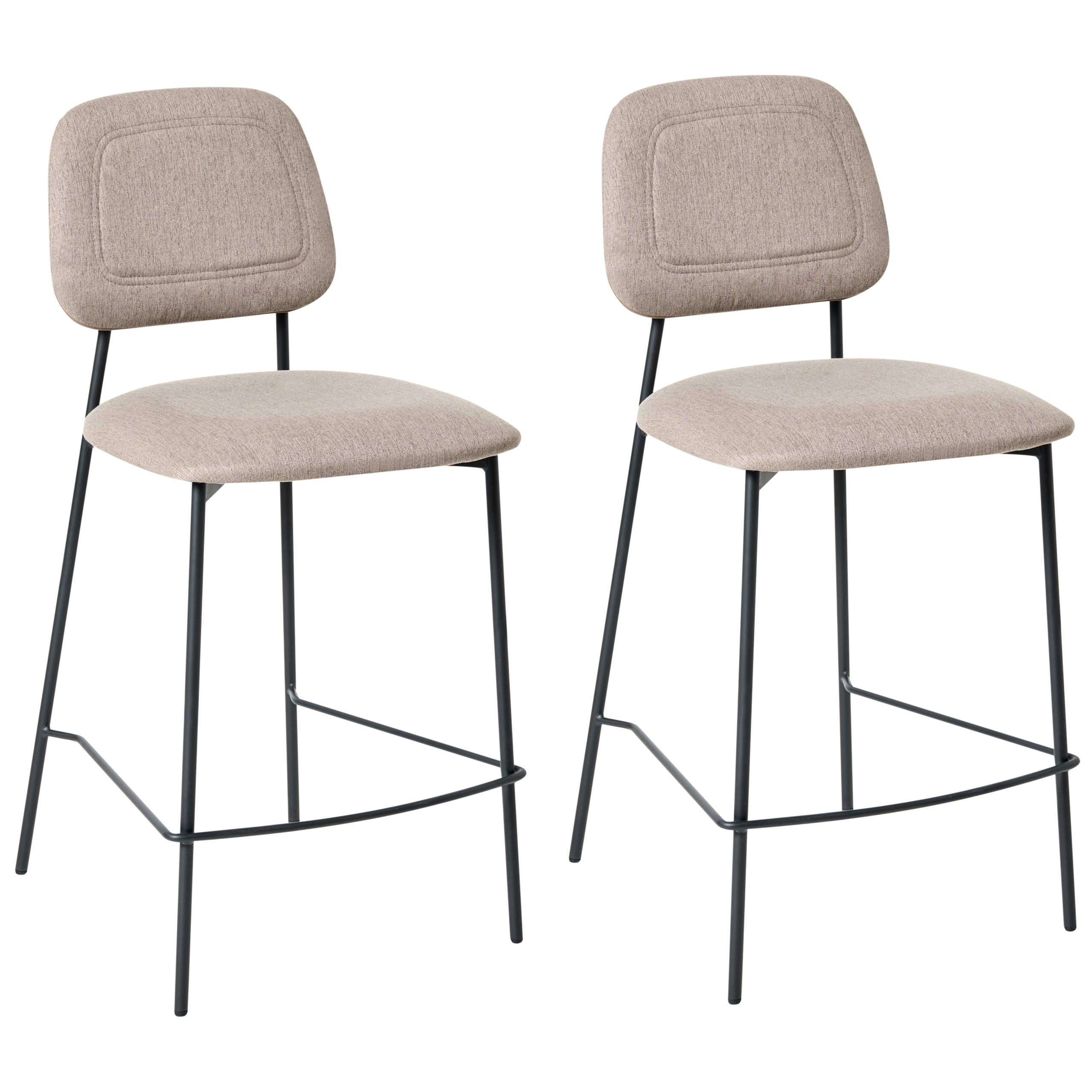 Set med 2 barstolar DUETTE Konstlinne Taupe