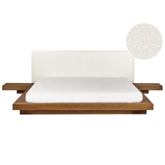Säng med lamellram Bouclé ZEN 180 x 200 cm Naturlig askfanér