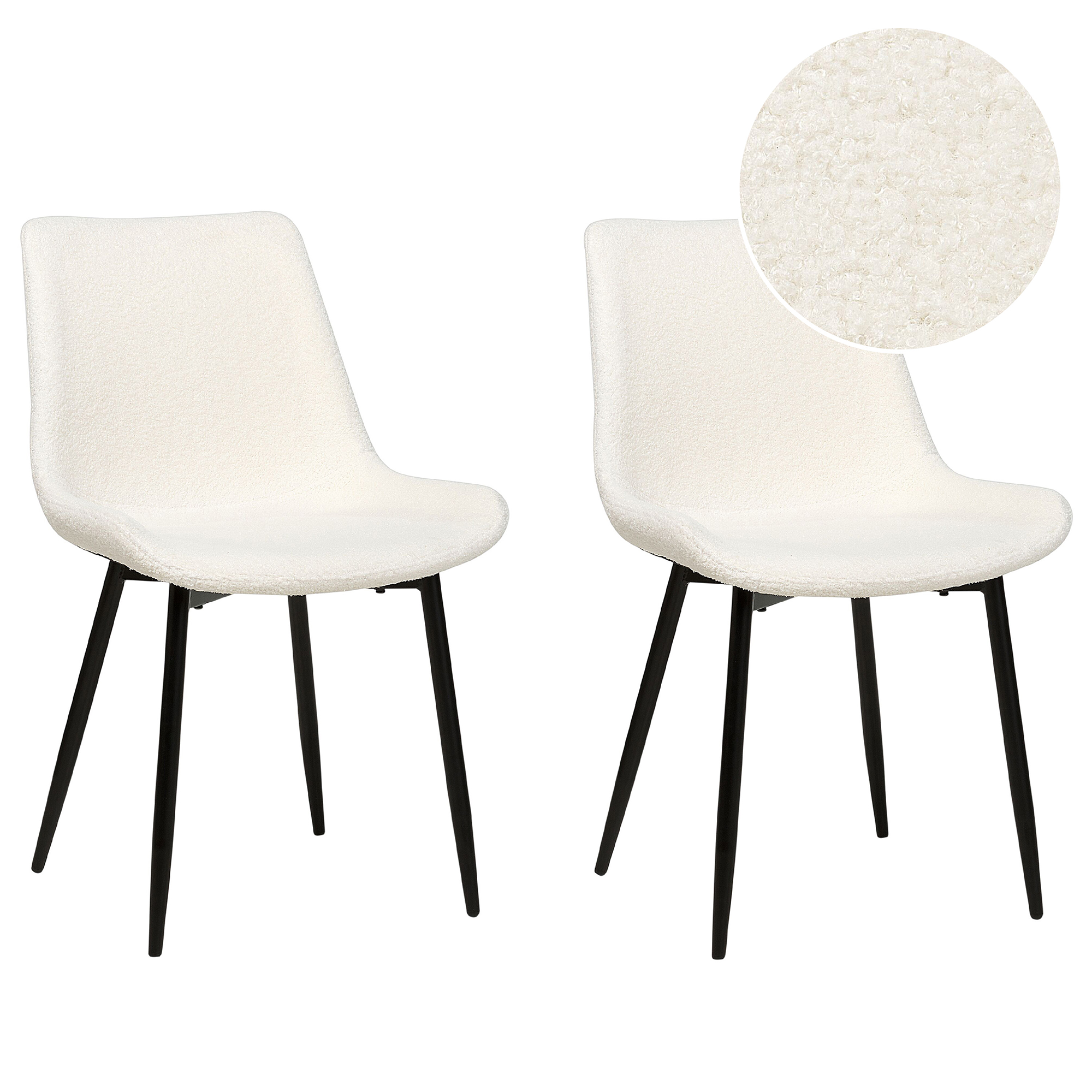 Set med 2 matstolar AVILLA Bouclé Vit