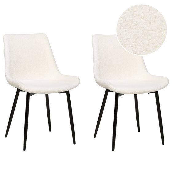 Set med 2 matstolar AVILLA Bouclé Vit