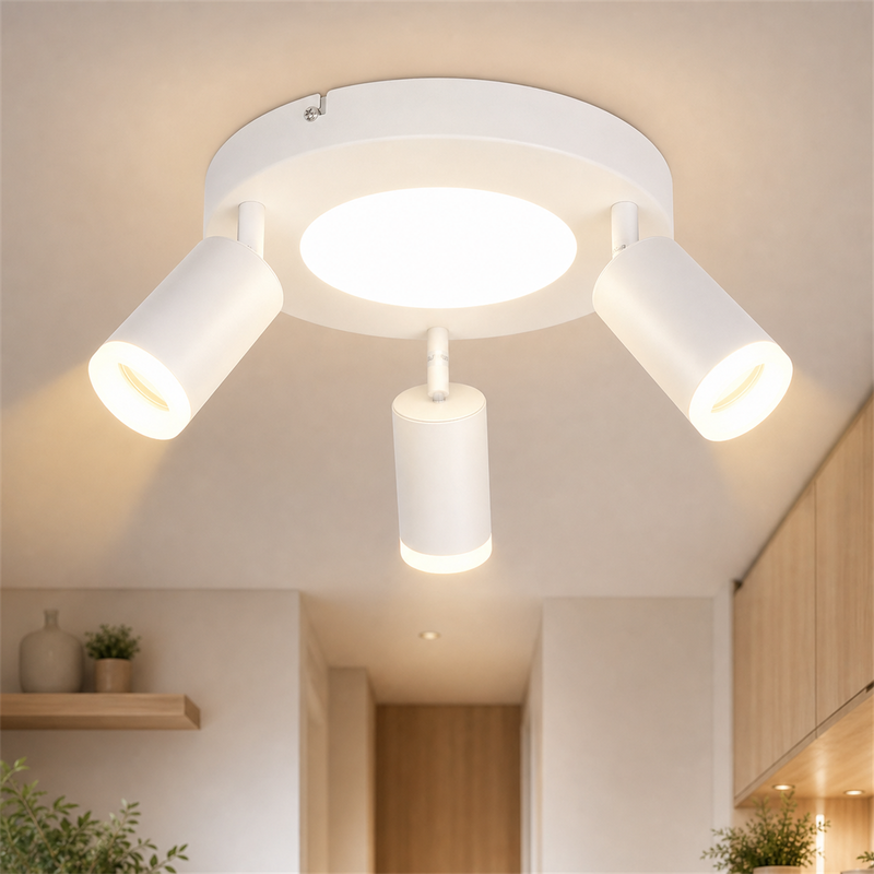NETTLIFE Takspotlight, 3 ljuskällor, GU10, 20 W, sovrum, 3000 k, kökslampa, metall, justerbar