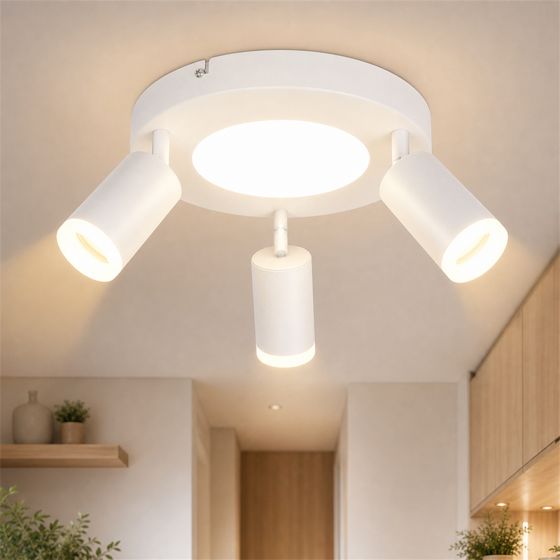 NETTLIFE Takspotlight, 3 ljuskällor, GU10, 20 W, sovrum, 3000 k, kökslampa, metall, justerbar