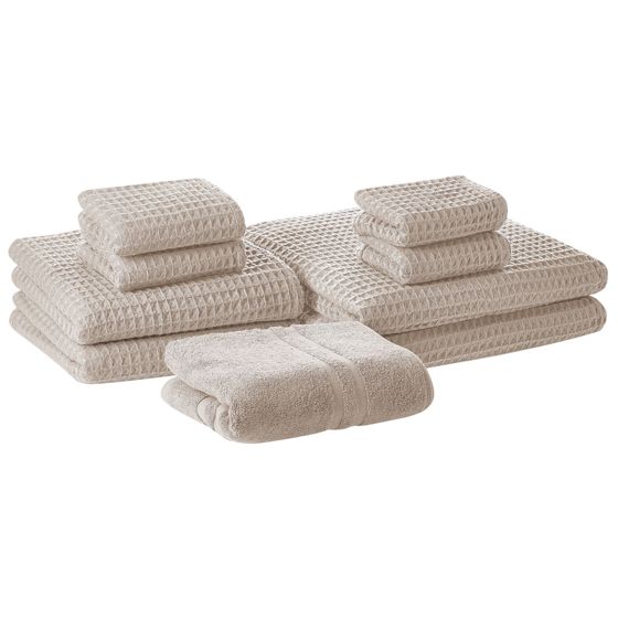 Set med 9 handdukar AREORA Bomull Beige