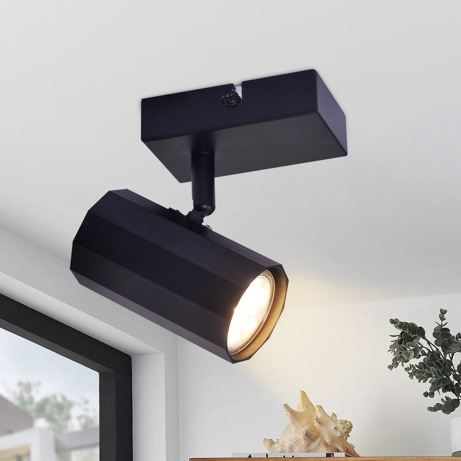 NETTLIFE Taklampa 1 ljuskälla vintage svart metalltaklampa GU10 justerbar 350°40W