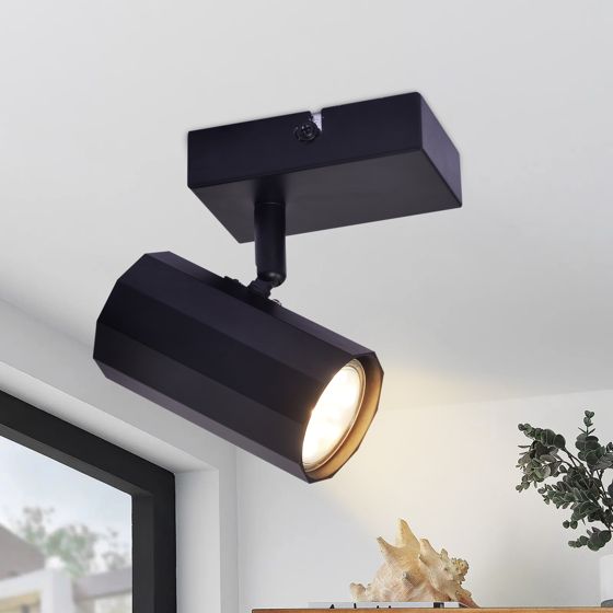 NETTLIFE Taklampa 1 ljuskälla vintage svart metalltaklampa GU10 justerbar 350°40W