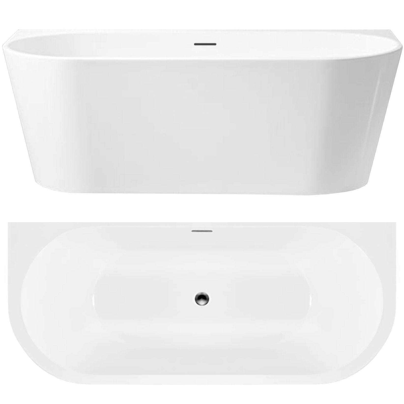 REA Fristående Badkar För Väggplacering CAPRI 150cm Vit, 150x75x58cm