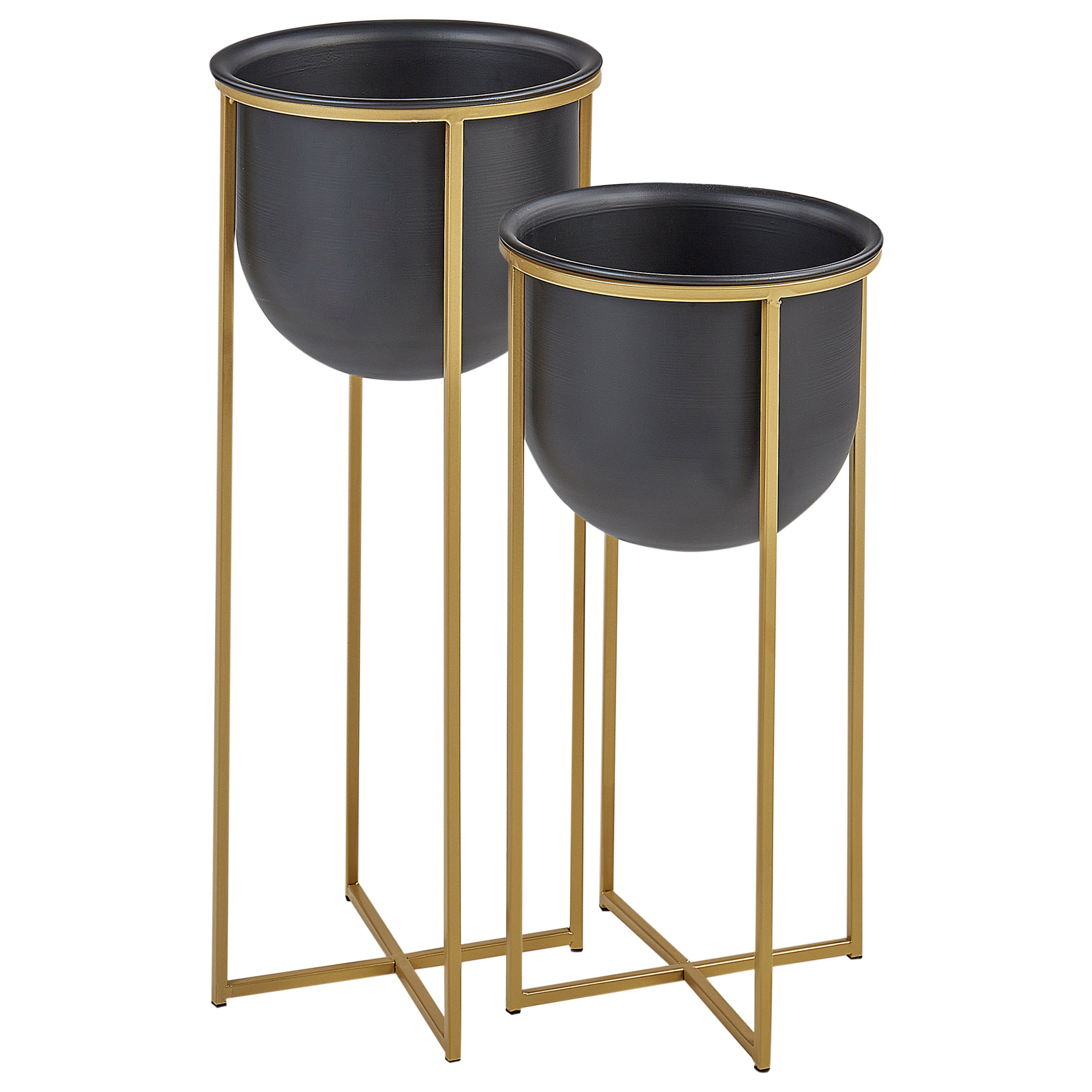 Set med 2 upphöjda växtkrukor THUJA 21 cm Metall Svart