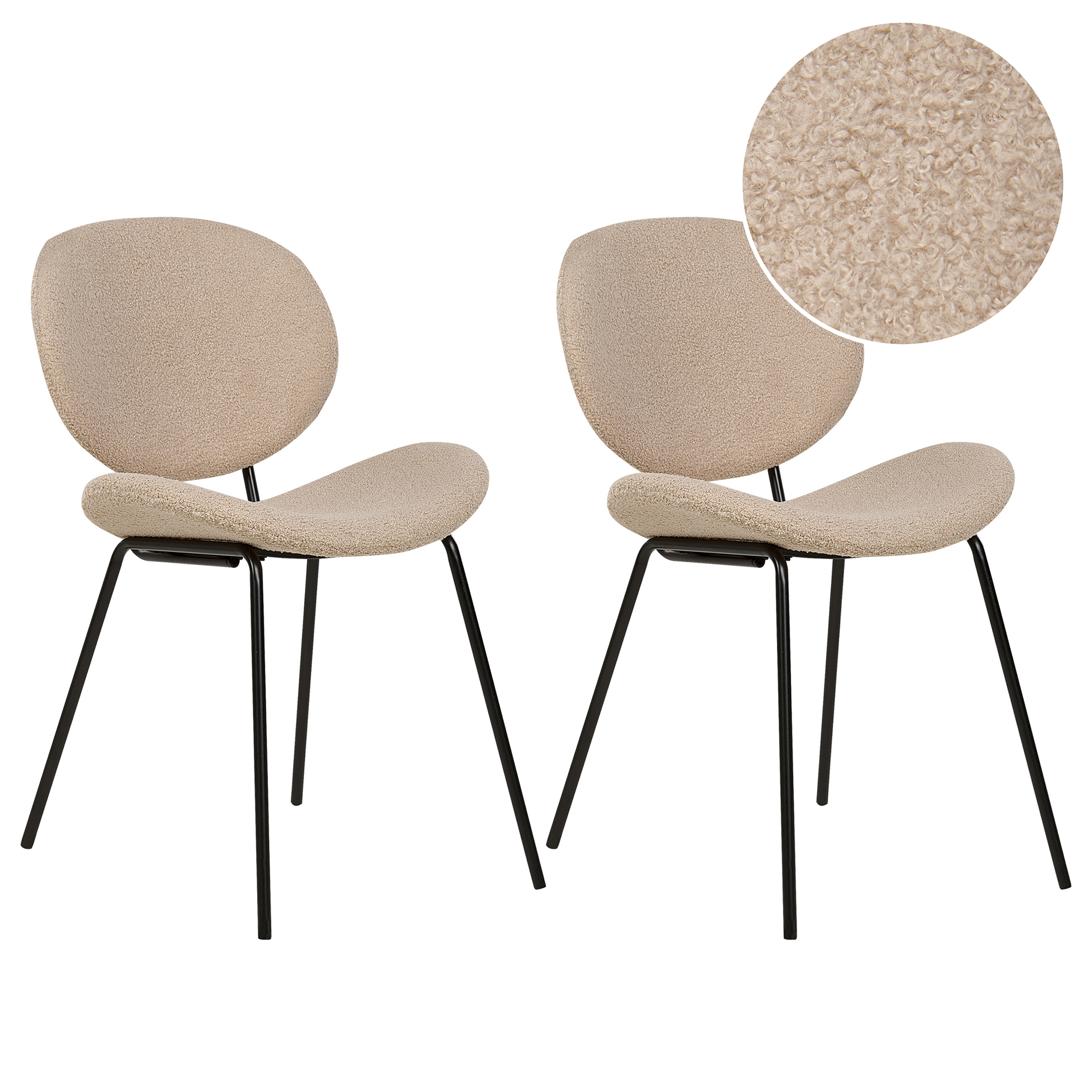 Set med 2 matstolar LUANA Bouclé Taupe