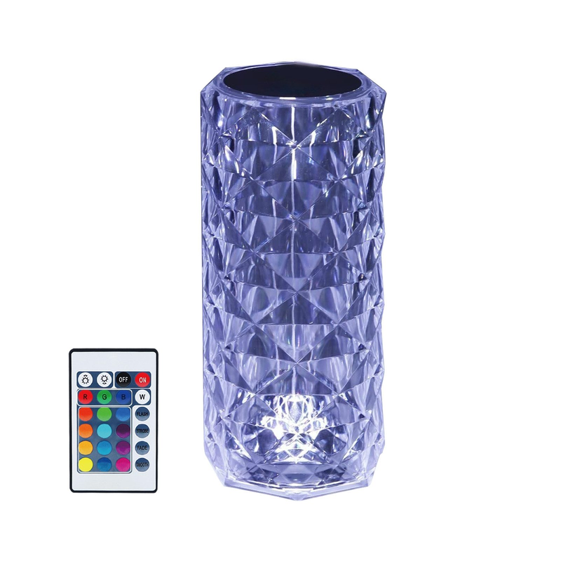 NETTLIFE Trådlös Sänglampa LED - Kristall Dimbar Touch Bordlampa Uppladdningsbar RGB Lampa För Sovrum RGB Fjärrkontroll 16 Färger