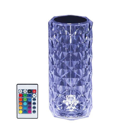 NETTLIFE Trådlös Sänglampa LED - Kristall Dimbar Touch Bordlampa Uppladdningsbar RGB Lampa För Sovrum RGB Fjärrkontroll 16 Färger