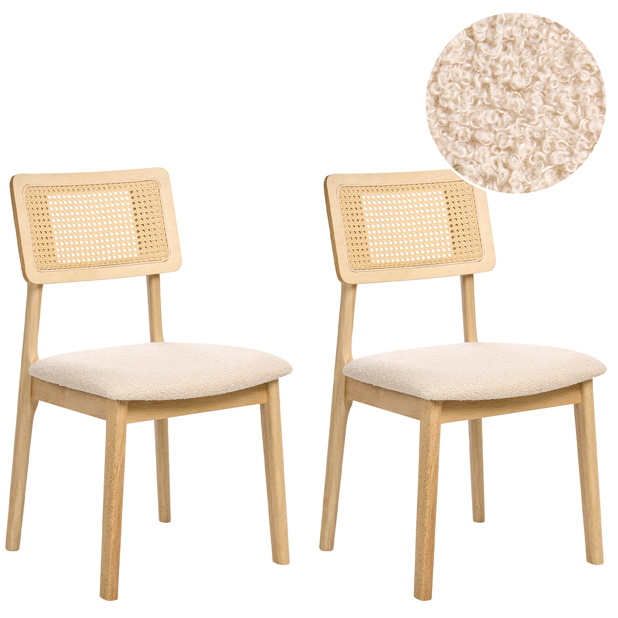 Set med 2 matstolar EMBAR Trä Ljusbrun/ Ljusbeige