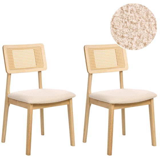 Set med 2 matstolar EMBAR Trä Ljusbrun/ Ljusbeige