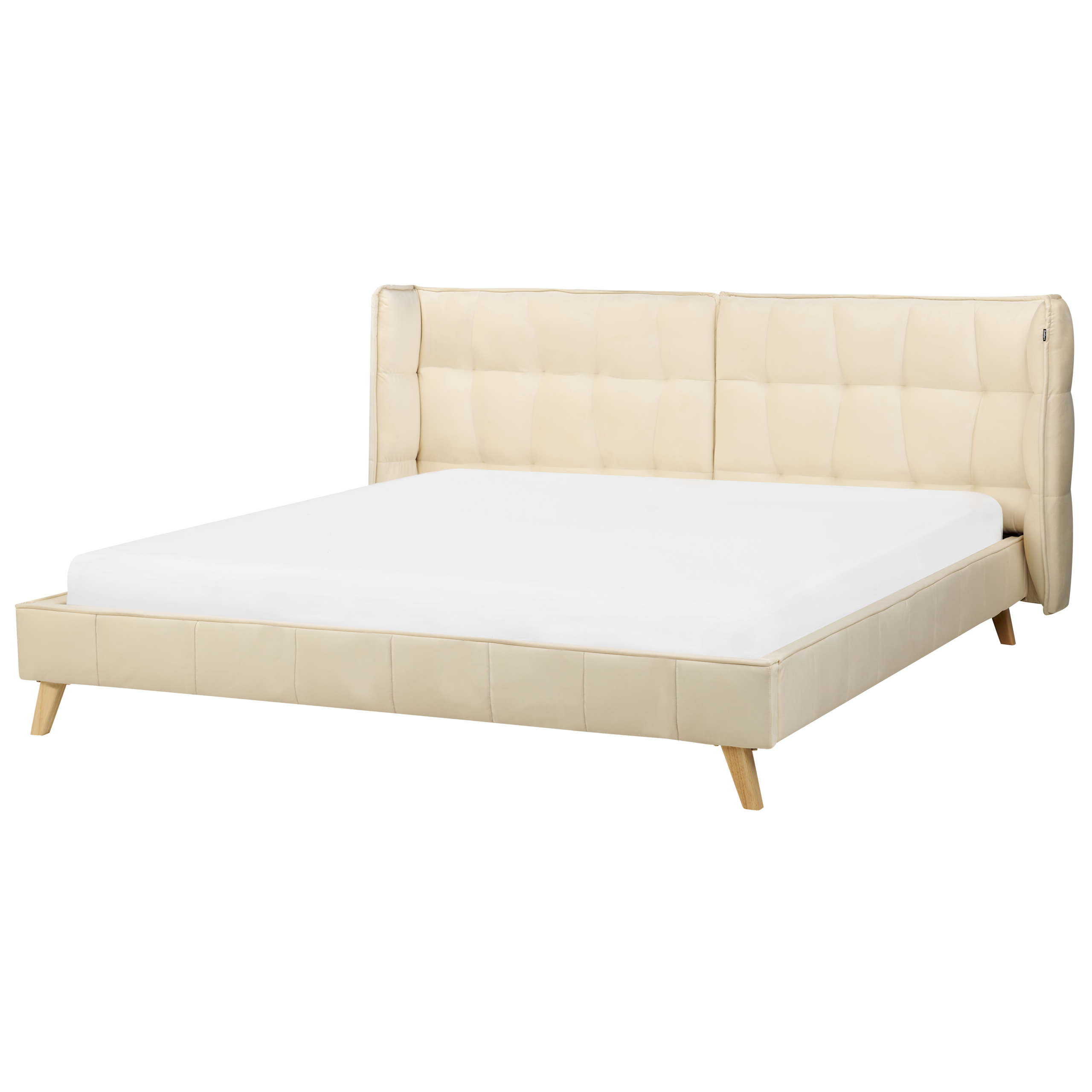 Säng med lamellram Sammet SENLIS 180 x 200 cm Beige