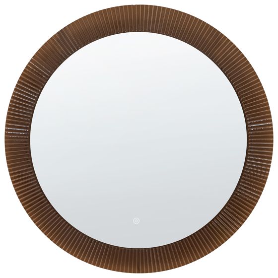 Badrumsspegel med LED BESBE 80 cm 80 cm Brun