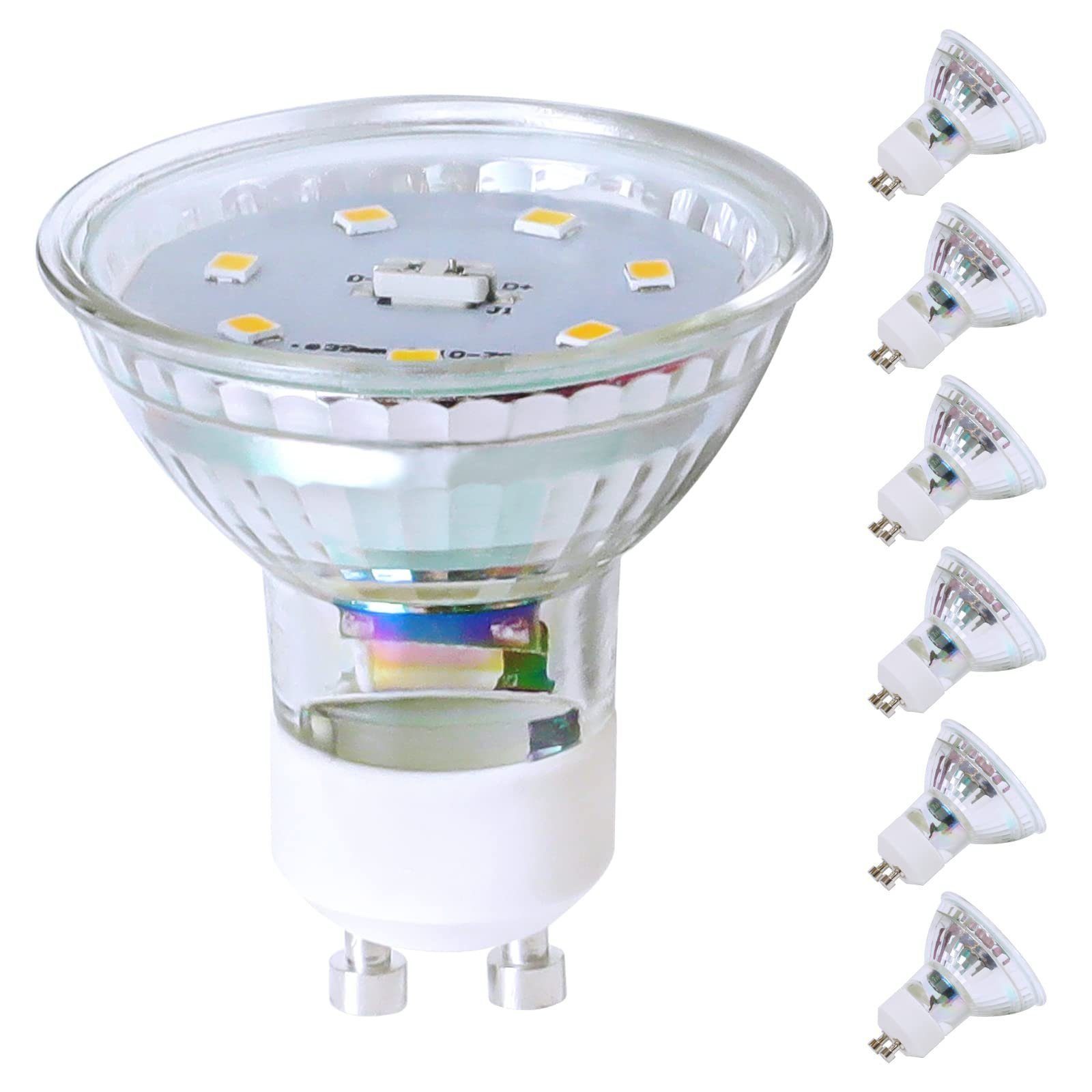 NETTLIFE 6 st GU10 LED-lampor, neutralvita, 5 W, ersätter 50 W-lampa, 4000 K, energibesparande, 110° strålvinkel