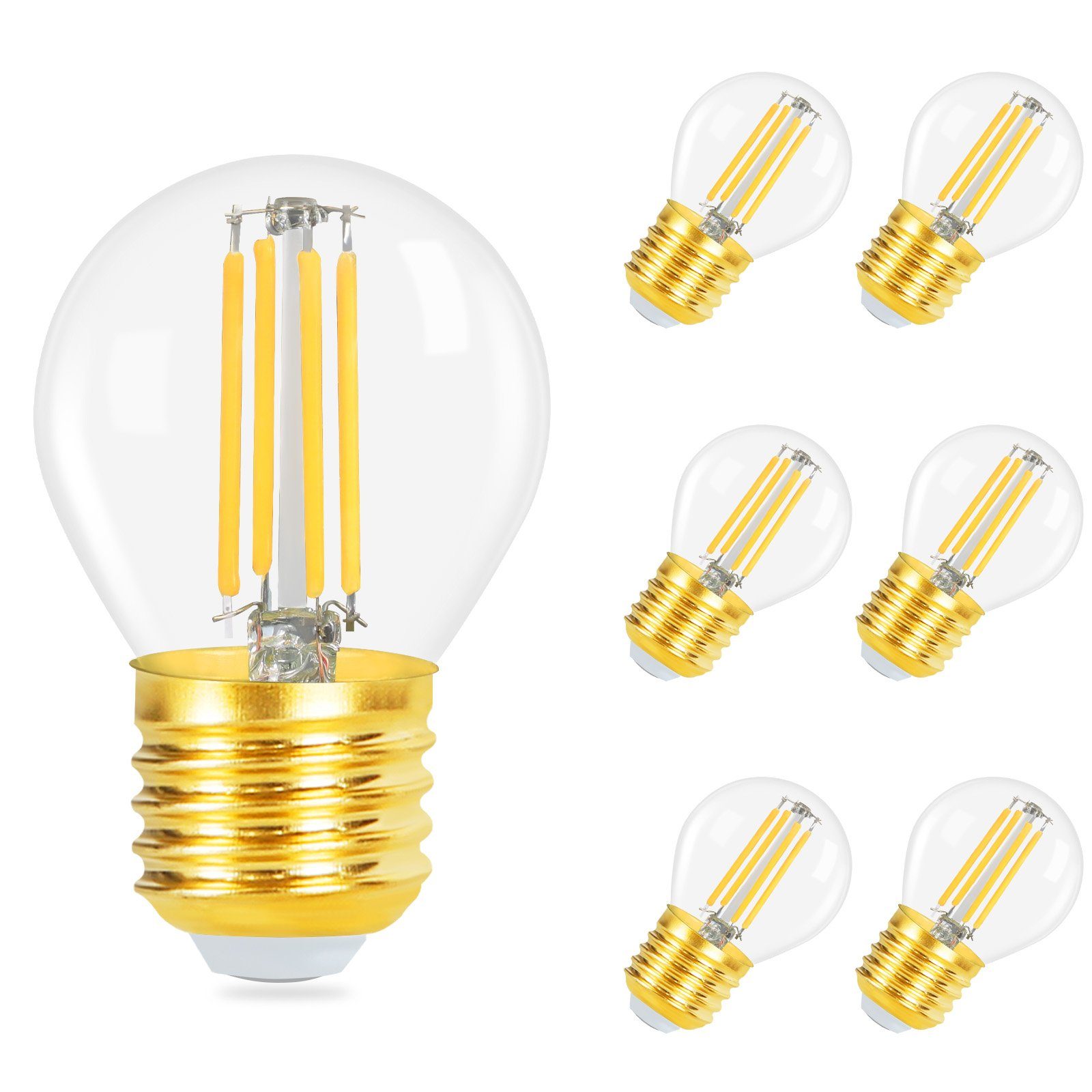 NETTLIFE 6 st E27 LED Vintage glödlampor, varmvita, 2700K, 4 W, G45-modell
